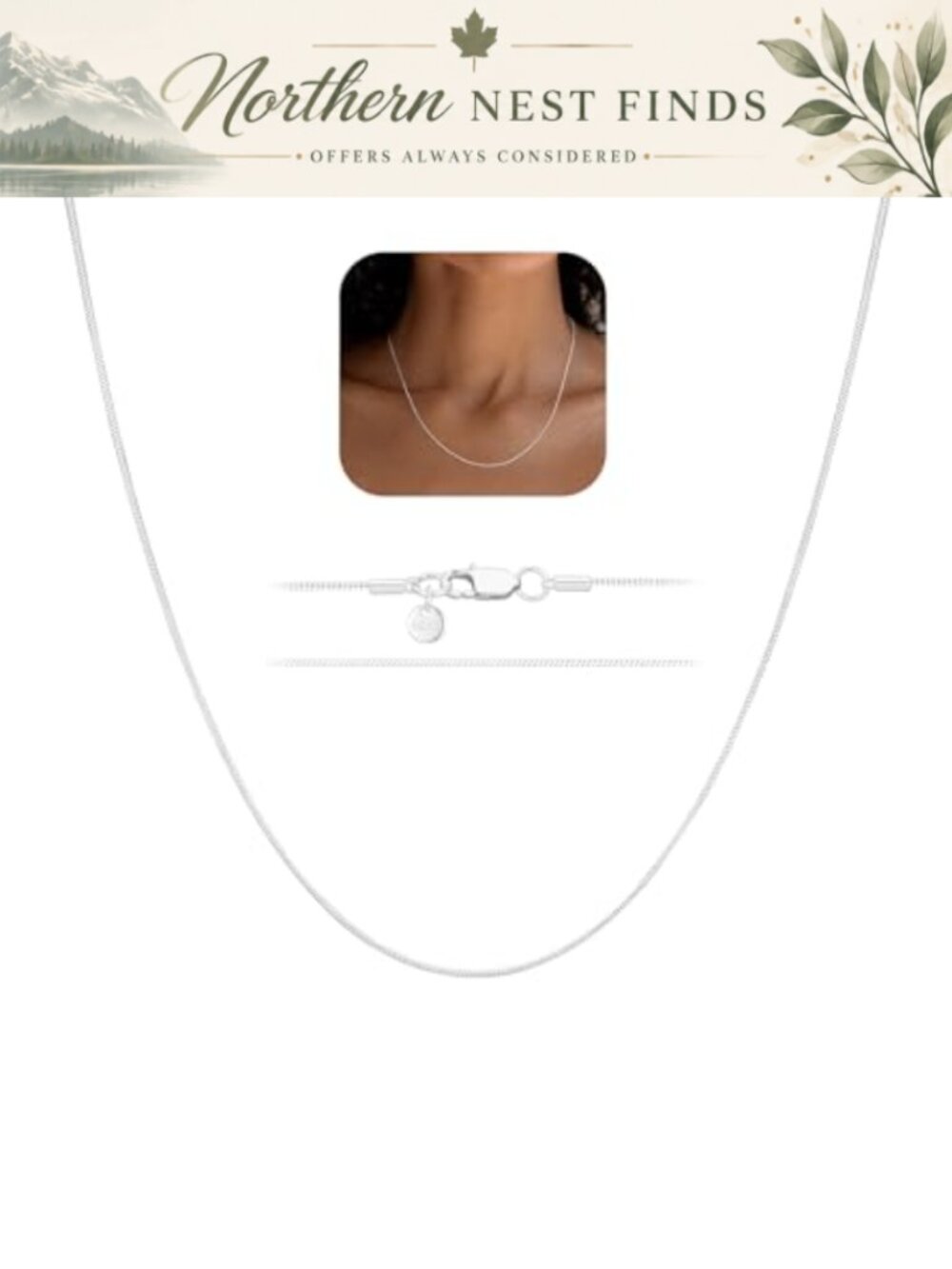 S925 Sterling Silver Snake Chain Necklace Women 1mm 1.5mm Choker 16 18 20 22